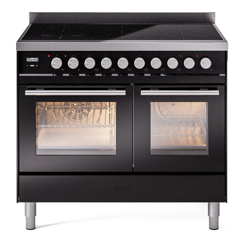 ILVE UPDI406WMPBK Professional Plus II 40 inch Induction Range  (Triple Glass Door, Glossy Black)