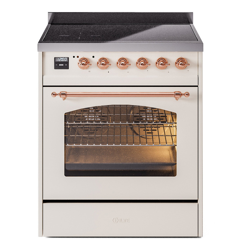 ILVE UPI304NMPAWP Nostalgie II 30 inch Induction Range (Triple Glass Door, Antique White, Copper)
