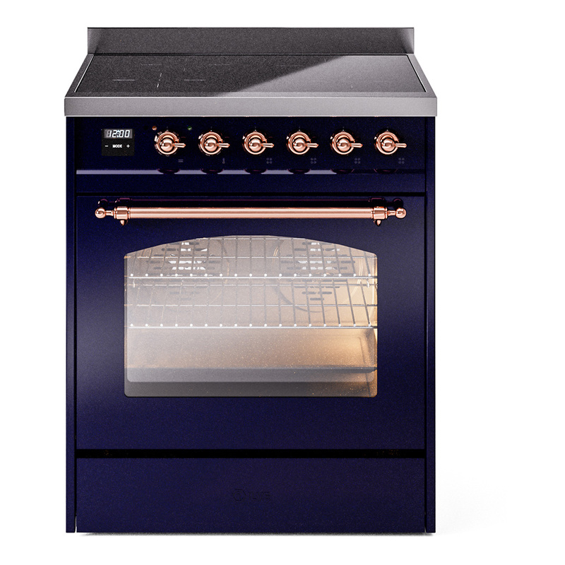 ILVE UPI304NMPMBP Nostalgie II 30 inch Induction Range (Triple Glass Door, Midnight Blue, Copper)