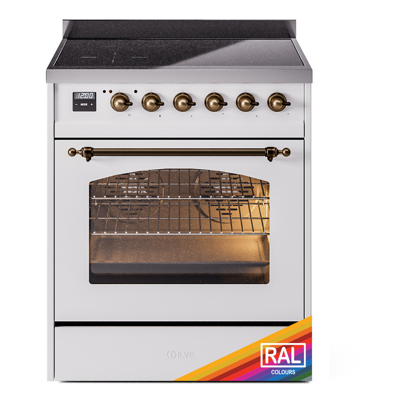 ILVE UPI304NMPRAB Nostalgie II 30 inch Induction Range (Triple Glass Door, RAL, Burnished)