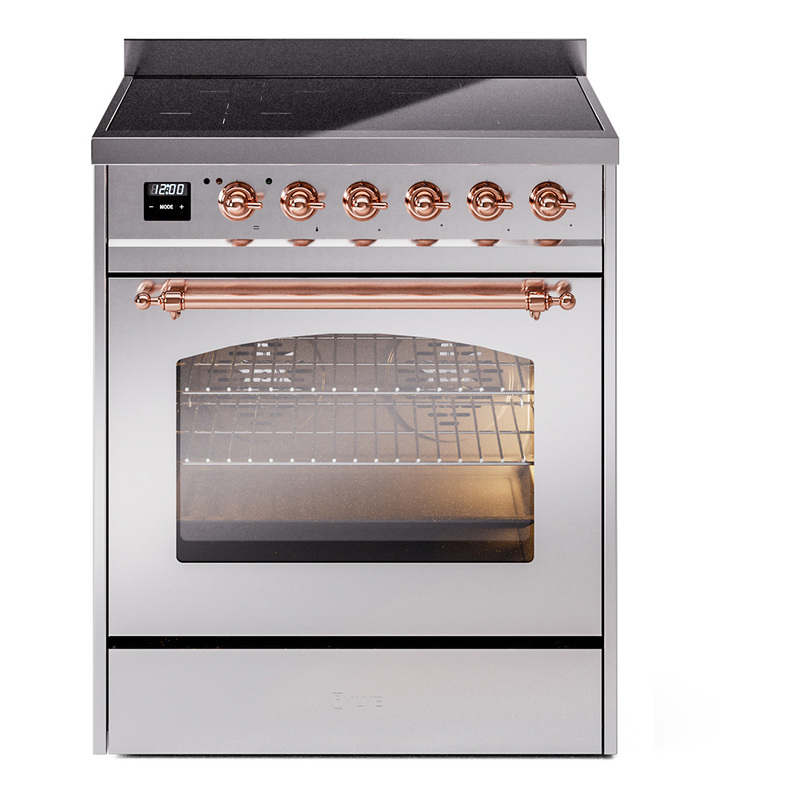 ILVE UPI304NMPSSP Nostalgie II 30 inch Induction Range (Triple Glass Door, Stainless Steel, Copper)