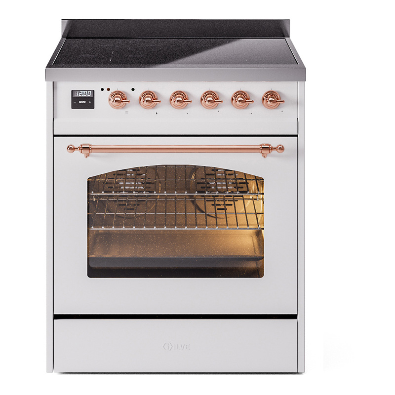 ILVE UPI304NMPWHP Nostalgie II 30 inch Induction Range (Triple Glass Door, White, Copper)