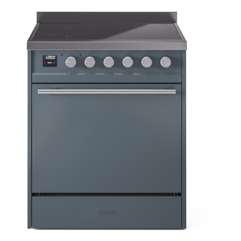 ILVE UPI304QMPBG Professional Plus II 30 inch Induction Range  (Solid Door, Blue Grey)