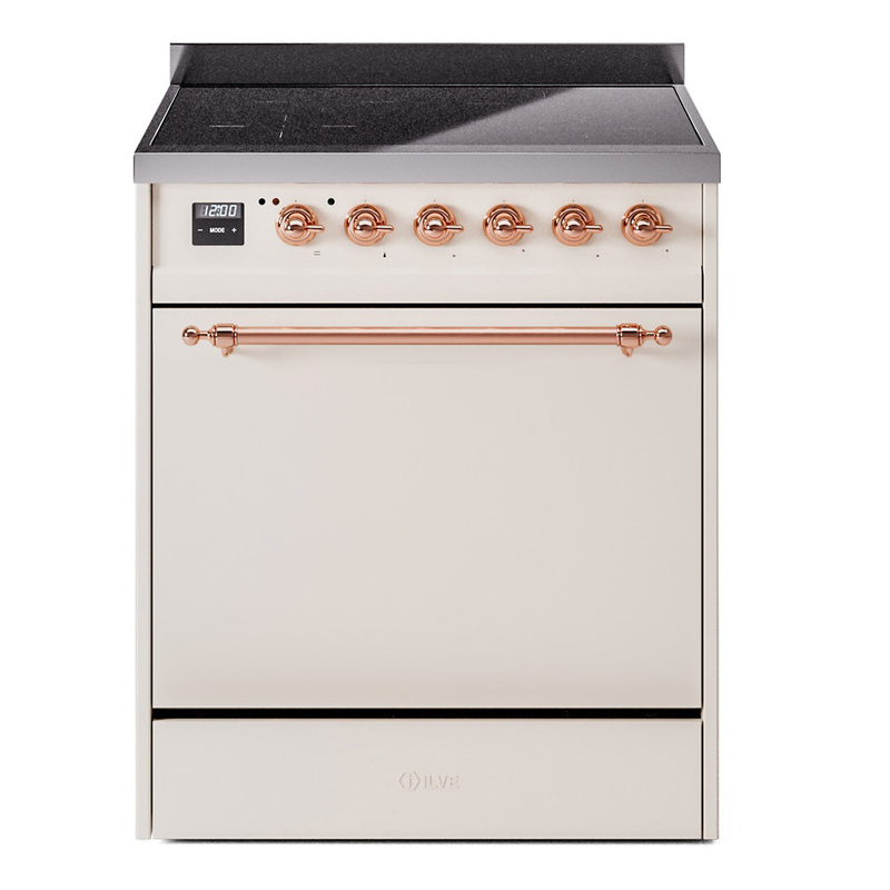 ILVE UPI304QNMPAWP Nostalgie II 30 inch Induction Range (Solid Door, Antique White, Copper)