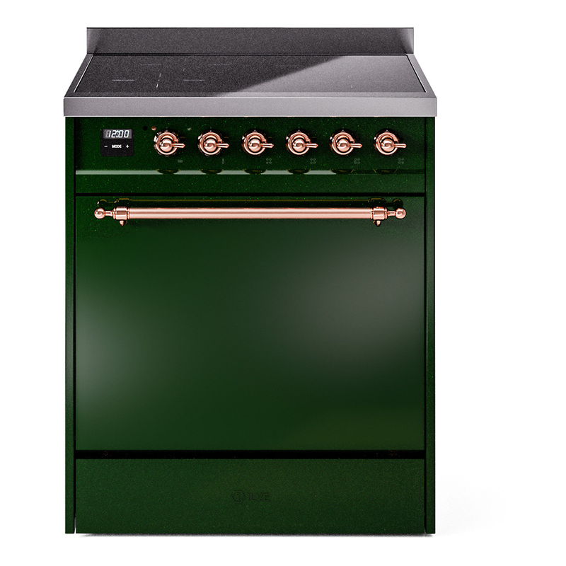 ILVE UPI304QNMPEGP Nostalgie II 30 inch Induction Range (Solid Door, Emerald Green, Copper)