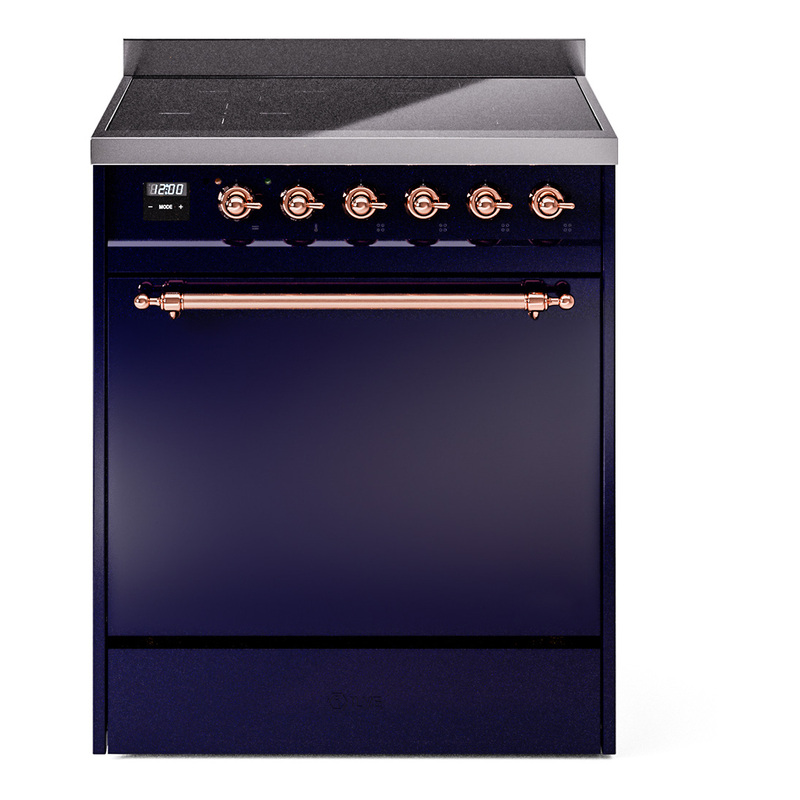 ILVE UPI304QNMPMBP Nostalgie II 30 inch Induction Range (Solid Door, Midnight Blue, Copper)