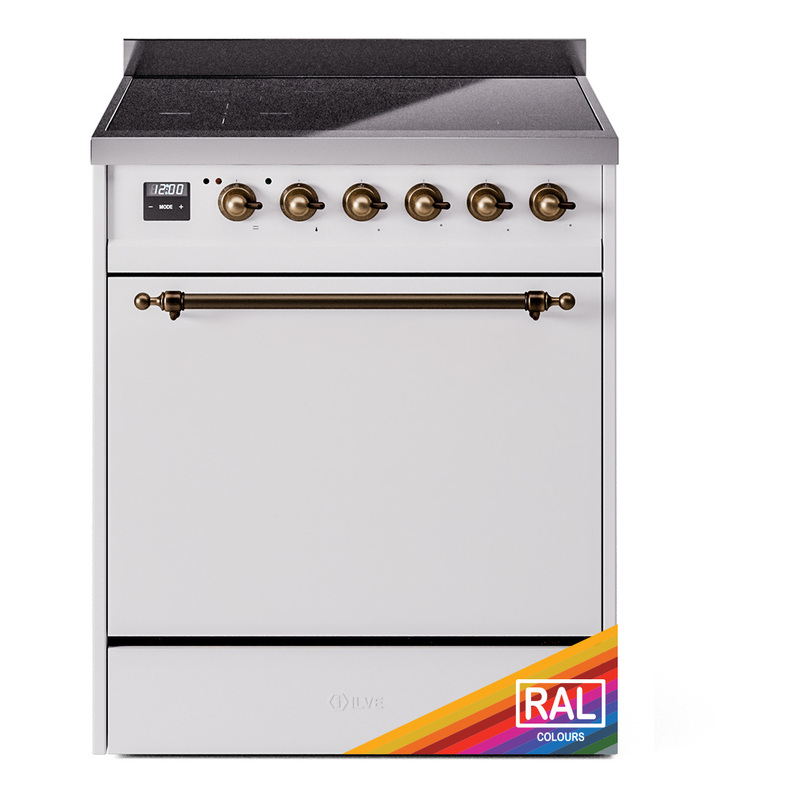 ILVE UPI304QNMPRAB Nostalgie II 30 inch Induction Range (Solid Door, RAL, Burnished)