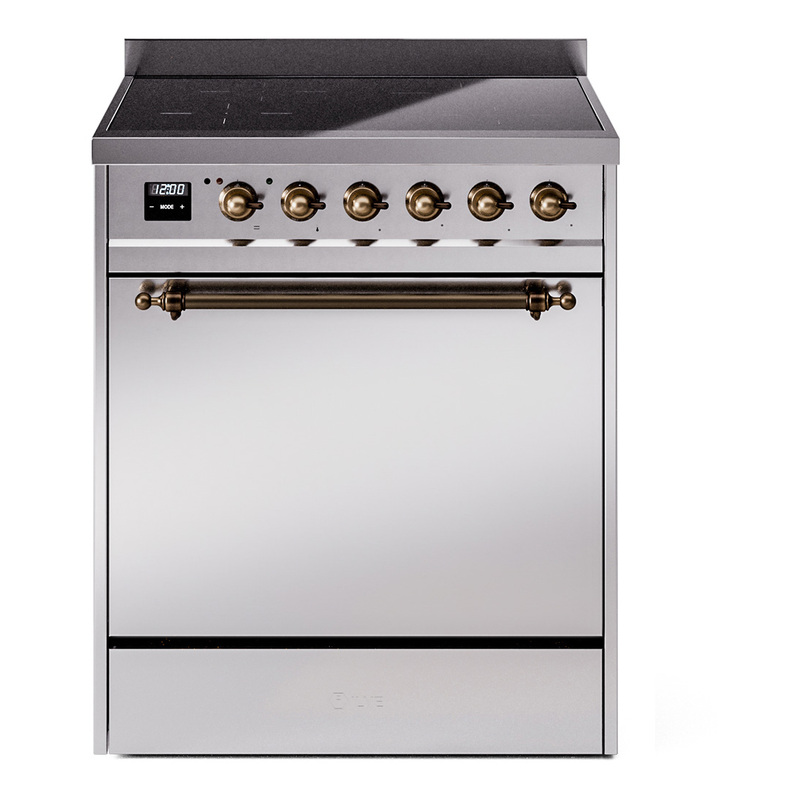 ILVE UPI304QNMPSSB Nostalgie II 30 inch Induction Range (Solid Door, Stainless Steel, Burnished)