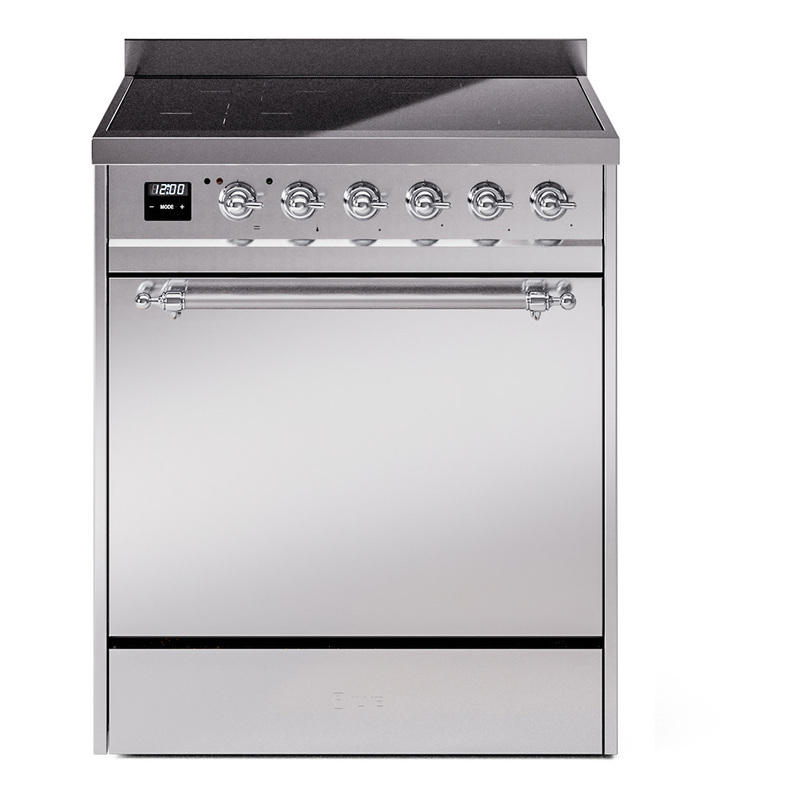 ILVE UPI304QNMPSSC Nostalgie II 30 inch Induction Range (Solid Door, Stainless Steel, Chrome)