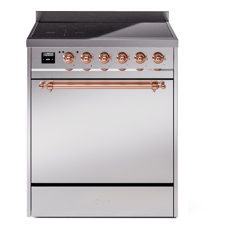 ILVE UPI304QNMPSSP Nostalgie II 30 inch Induction Range (Solid Door, Stainless Steel, Copper)