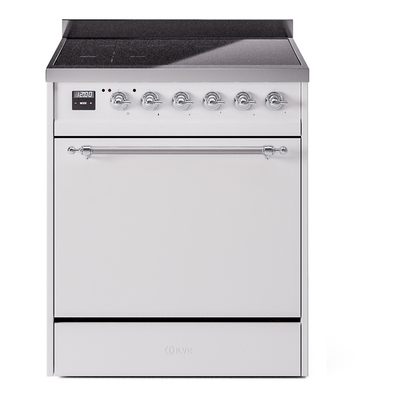 ILVE UPI304QNMPWHC Nostalgie II 30 inch Induction Range (Solid Door, White, Chrome)