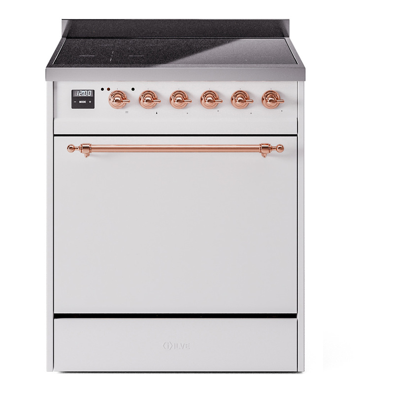 ILVE UPI304QNMPWHP Nostalgie II 30 inch Induction Range (Solid Door, White, Copper)