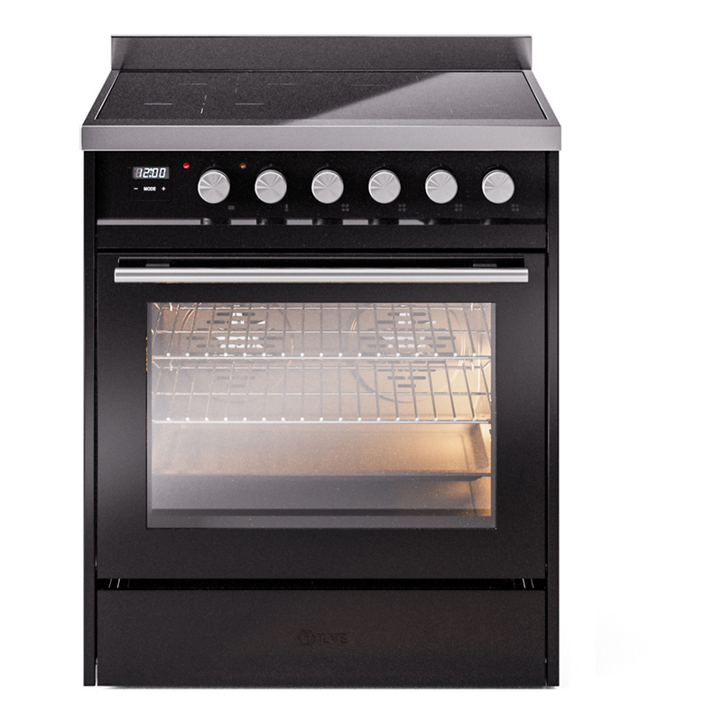 ILVE UPI304WMPBK Professional Plus II 30 inch Induction Range  (Triple Glass Door, Glossy Black)
