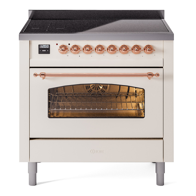 ILVE UPI366NMPAWP Nostalgie II 36 inch Induction Range (Triple Glass Door, Antique White, Copper)