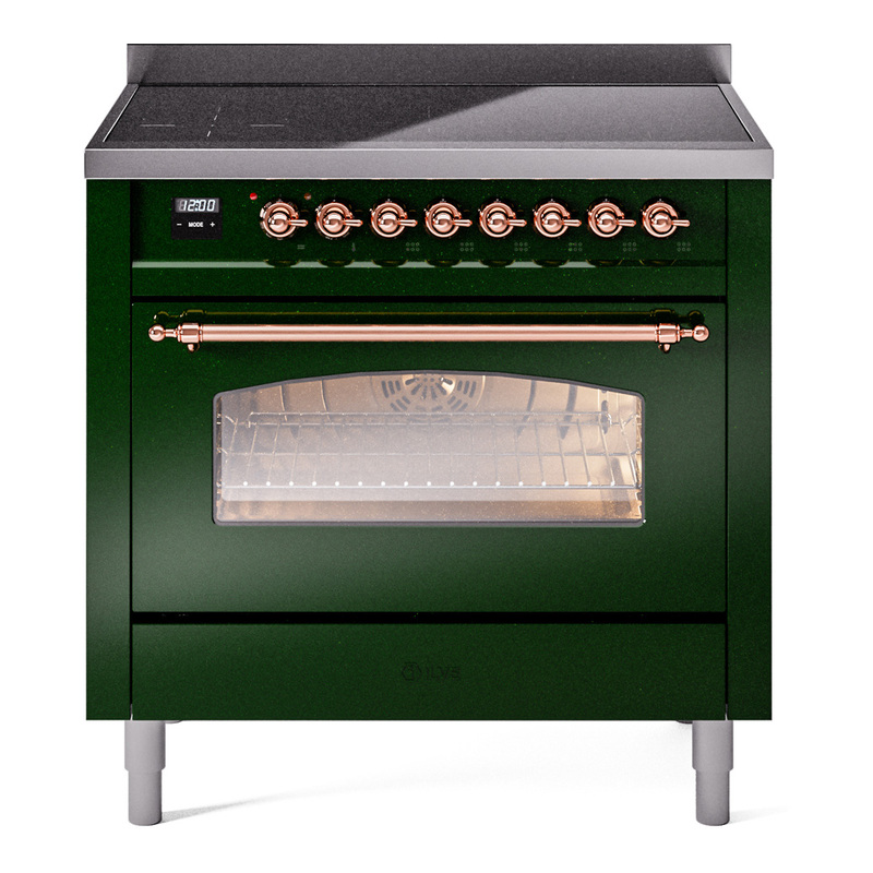 ILVE UPI366NMPEGP Nostalgie II 36 inch Induction Range (Triple Glass Door, Emerald Green, Copper)