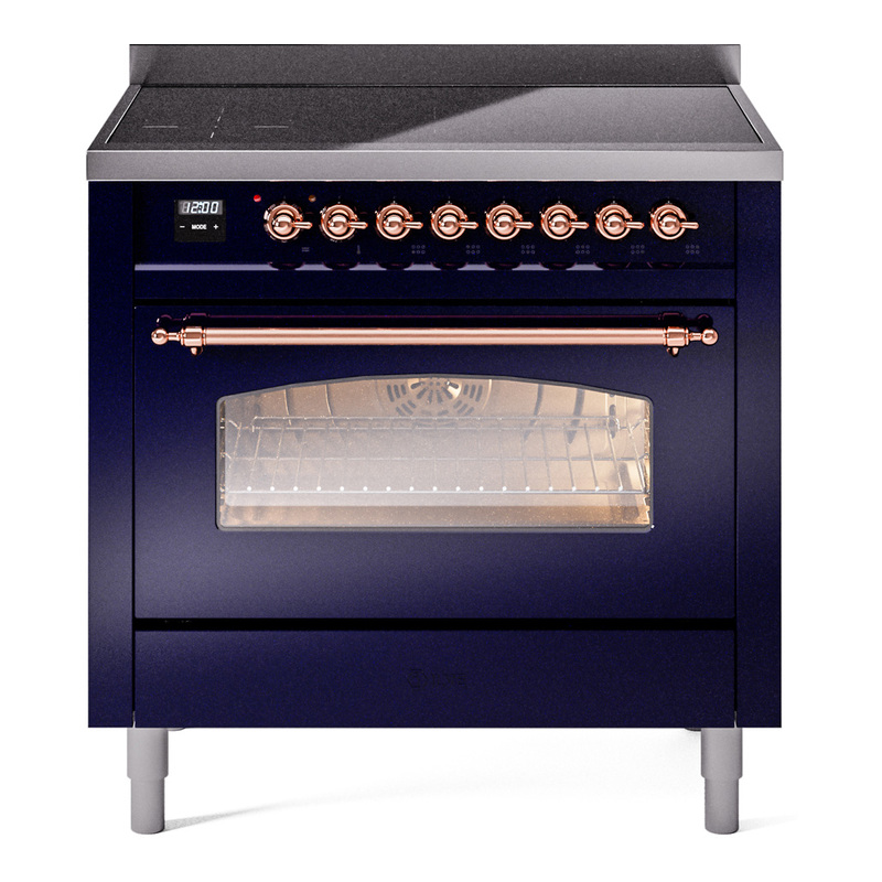 ILVE UPI366NMPMBP Nostalgie II 36 inch Induction Range (Triple Glass Door, Midnight Blue, Copper)