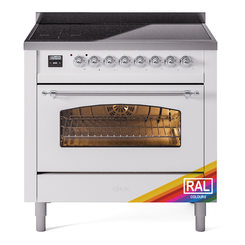 ILVE UPI366NMPRAC Nostalgie II 36 inch Induction Range (Triple Glass Door, RAL, Chrome)