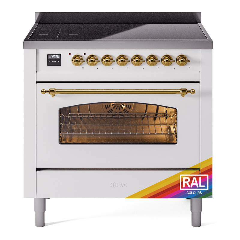 ILVE UPI366NMPRAG Nostalgie II 36 inch Induction Range (Triple Glass Door, RAL, Brass)