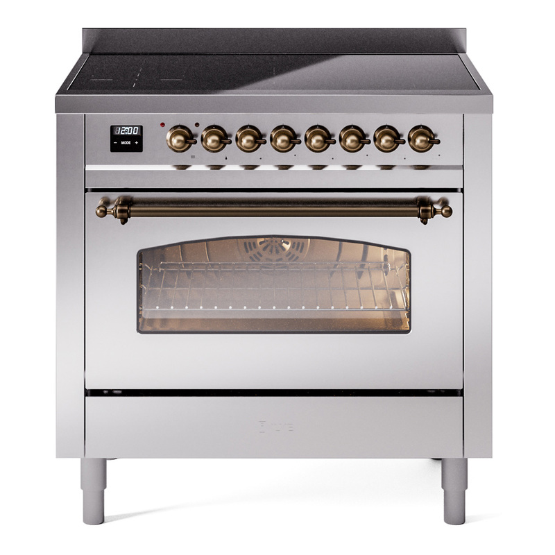 ILVE UPI366NMPSSB Nostalgie II 36 inch Induction Range (Triple Glass Door, Stainless Steel, Burnished)