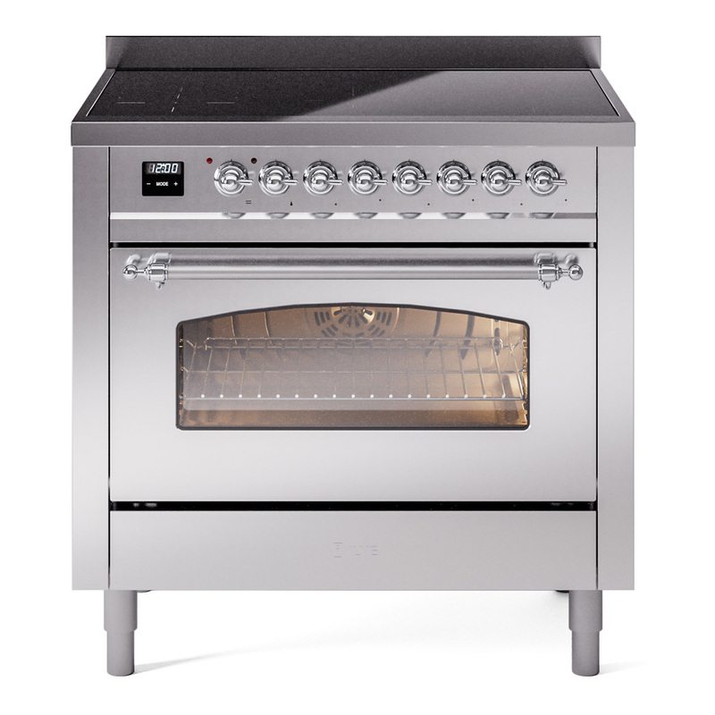 ILVE UPI366NMPSSC Nostalgie II 36 inch Induction Range (Triple Glass Door, Stainless Steel, Chrome)