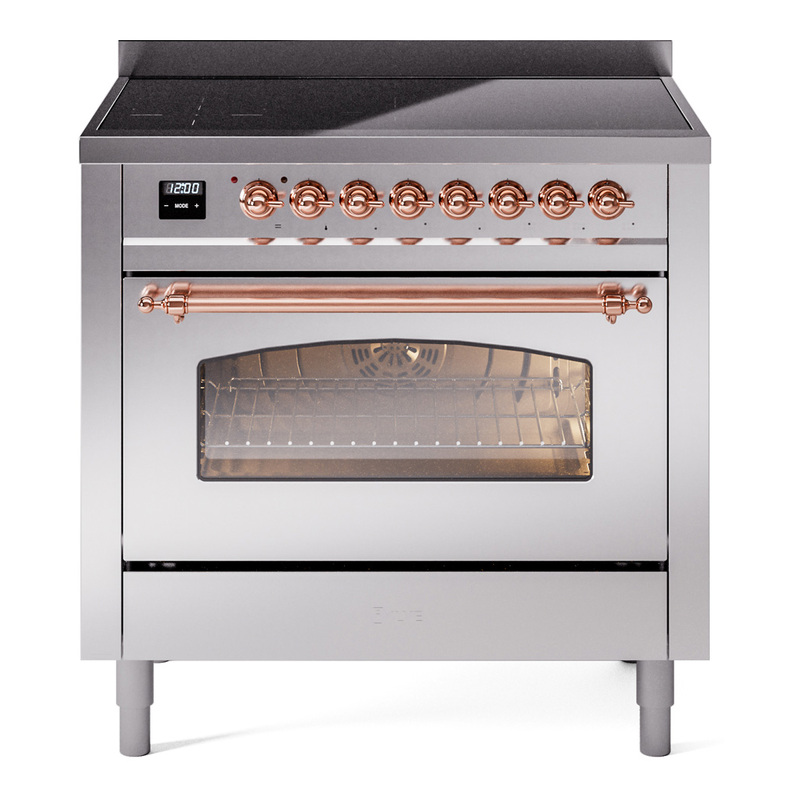 ILVE UPI366NMPSSP Nostalgie II 36 inch Induction Range (Triple Glass Door, Stainless Steel, Copper)