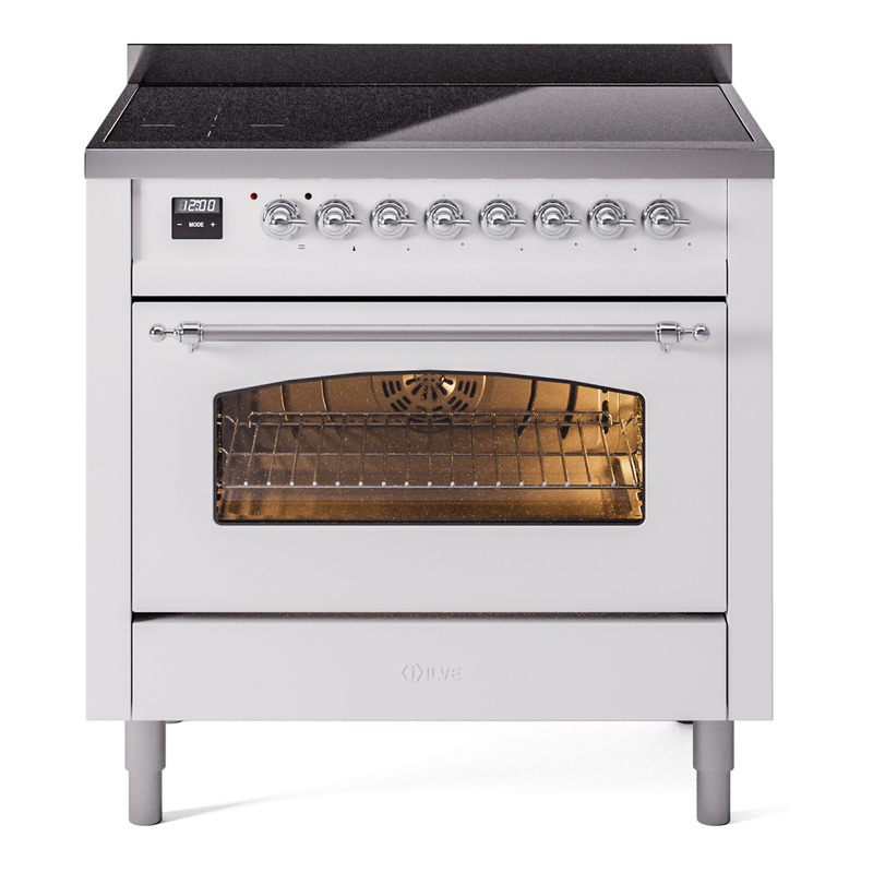 ILVE UPI366NMPWHC Nostalgie II 36 inch Induction Range (Triple Glass Door, White, Chrome)