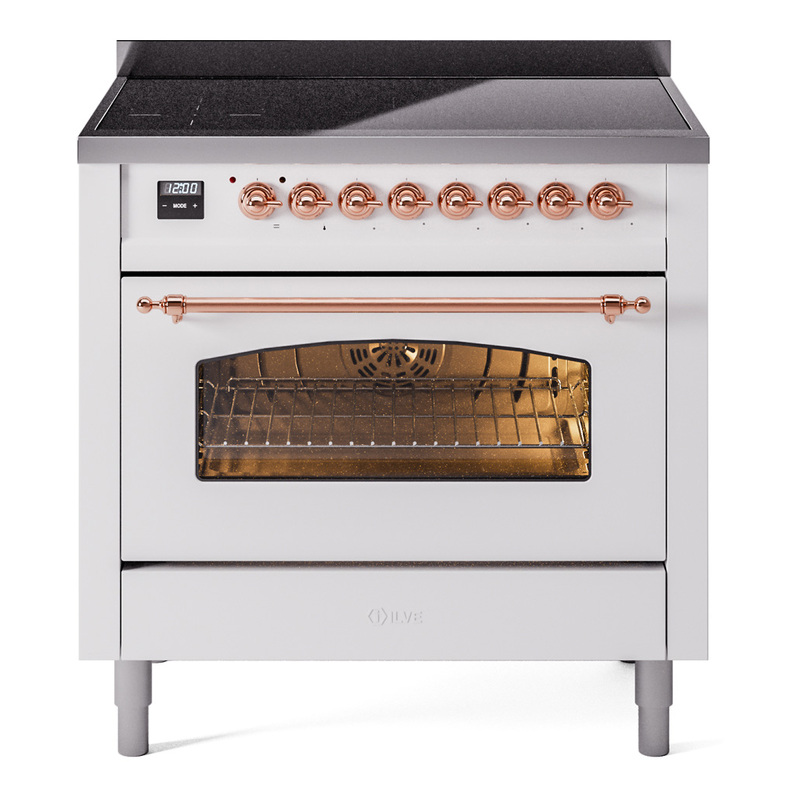 ILVE UPI366NMPWHP Nostalgie II 36 inch Induction Range (Triple Glass Door, White, Copper)