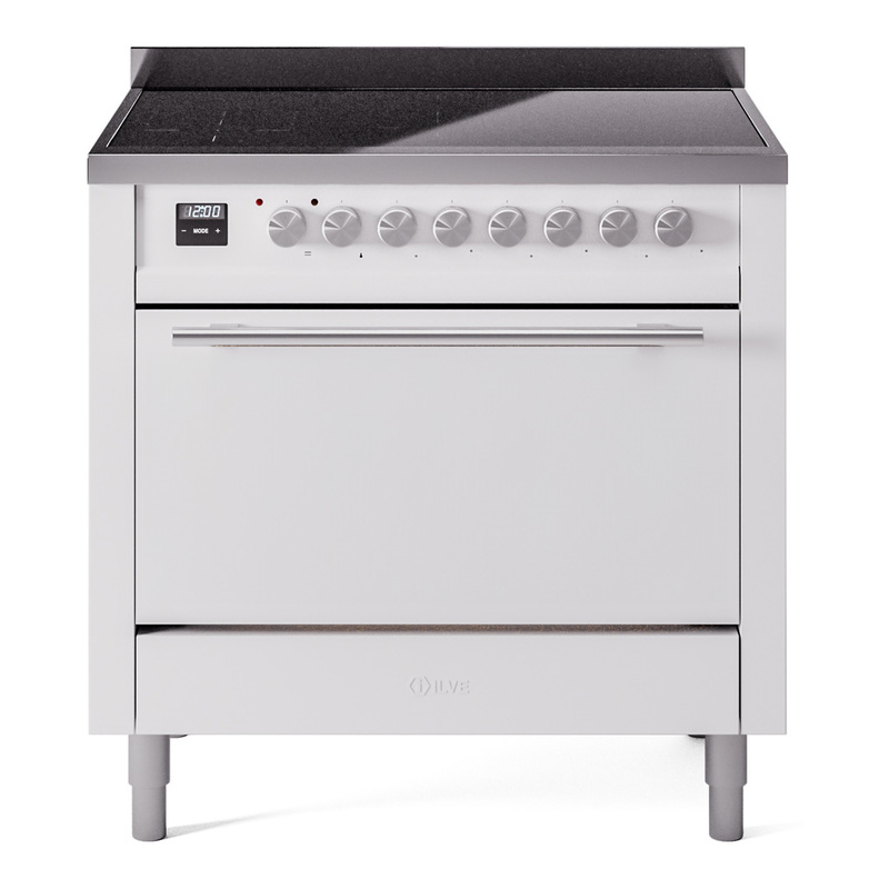 ILVE UPI366QMPWH Professional Plus II 36 inch Induction Range (Solid Door, White)