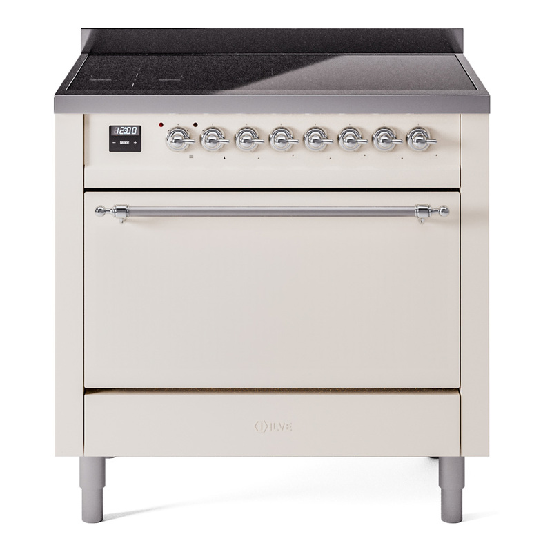 ILVE UPI366QNMPAWC Nostalgie II 36 inch Induction Range (Solid Door, Antique White, Chrome)