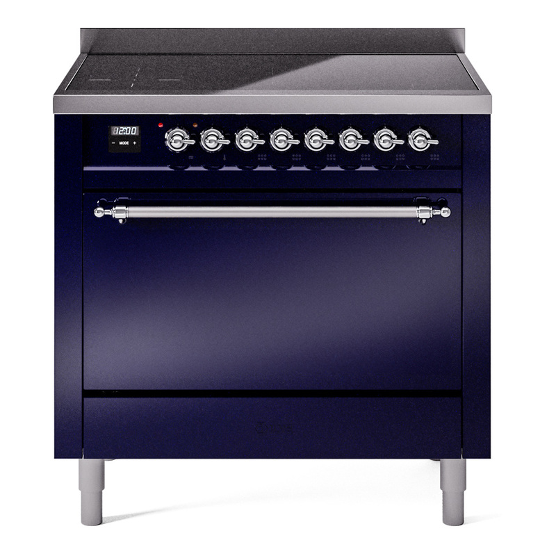 ILVE UPI366QNMPMBC Nostalgie II 36 inch Induction Range (Solid Door, Midnight Blue, Chrome)