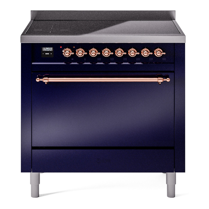 ILVE UPI366QNMPMBP Nostalgie II 36 inch Induction Range (Solid Door, Midnight Blue, Copper)
