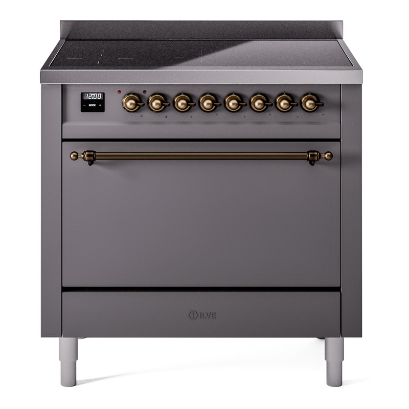 ILVE UPI366QNMPMGB Nostalgie II 36 inch Induction Range (Solid Door, Graphite Matte, Burnished)