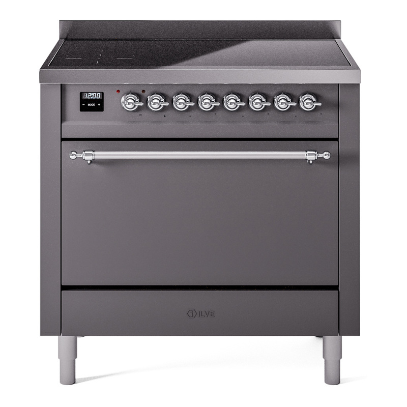 ILVE UPI366QNMPMGC Nostalgie II 36 inch Induction Range (Solid Door, Graphite Matte, Chrome)
