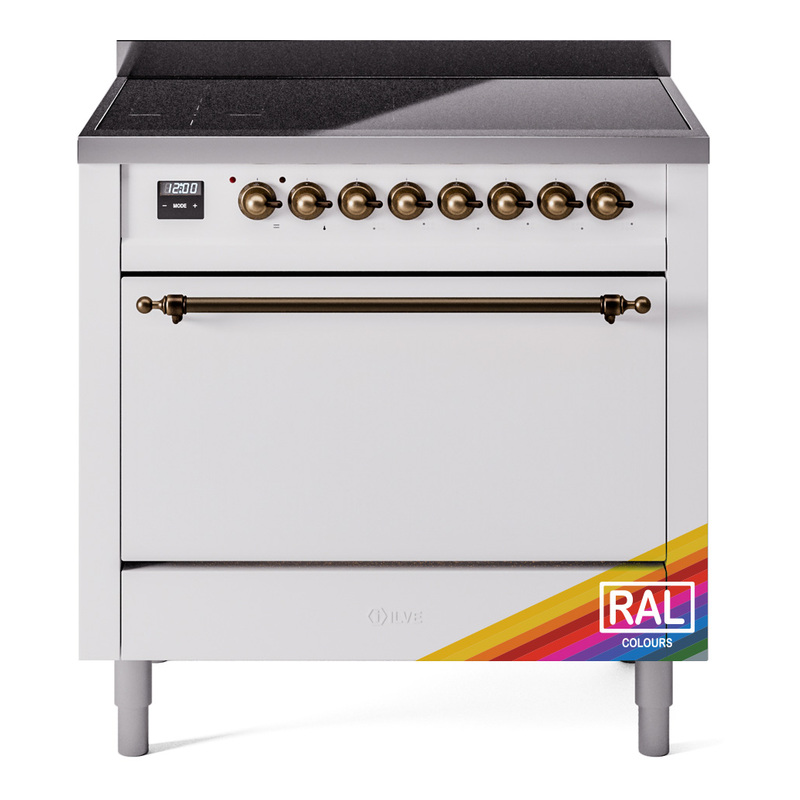 ILVE UPI366QNMPRAB Nostalgie II 36 inch Induction Range (Solid Door, RAL, Burnished)
