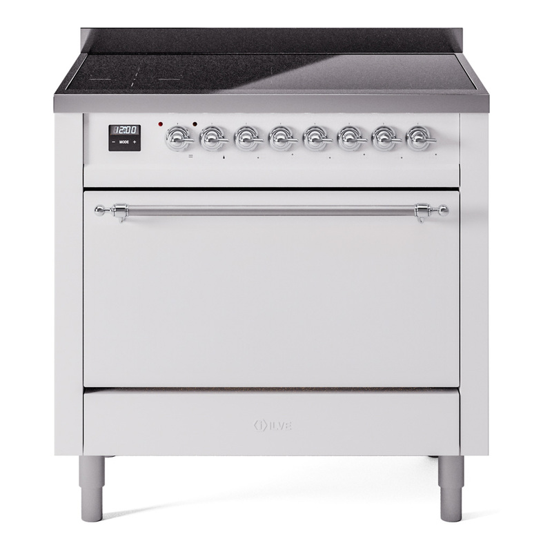 ILVE UPI366QNMPWHC Nostalgie II 36 inch Induction Range (Solid Door, White, Chrome)