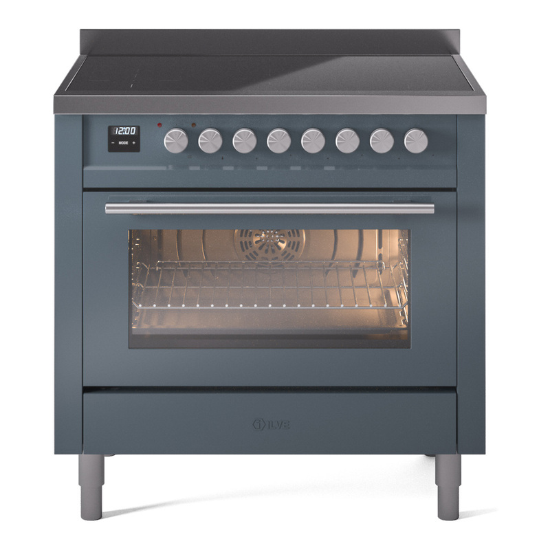 ILVE UPI366WMPBG Professional Plus II 36 inch Induction Range (Triple Glass Door, Blue Grey)