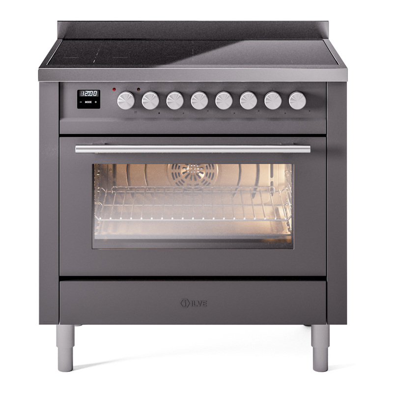 ILVE UPI366WMPMG Professional Plus II 36 inch Induction Range (Triple Glass Door, Graphite Matte)