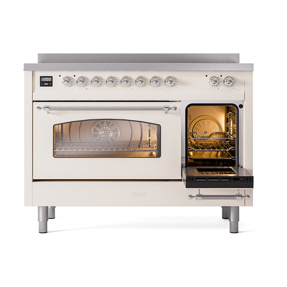 ILVE_UPI486NMPAWC_Nostalgie_II_30"_Dual_Fuel_Range_side_oven_door_opened