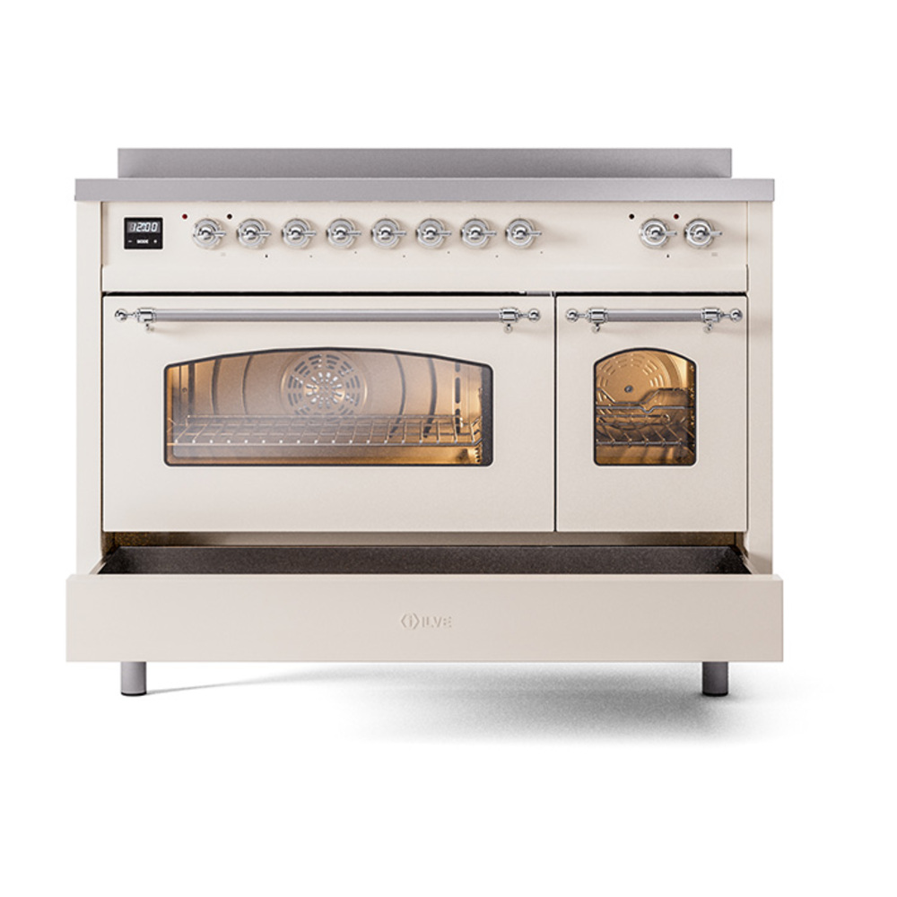 ILVE_UPI486NMPAWC_Nostalgie_II_30"_Dual_Fuel_Range_drawer_opened