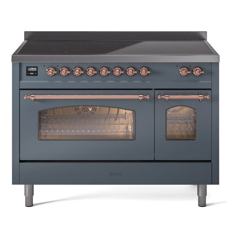 ILVE UPI486NMPBGP Nostalgie II 48 inch Induction Range  (Triple Glass Door, Blue Grey, Copper)