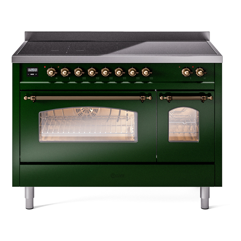 ILVE UPI486NMPEGB Nostalgie II 48 inch Induction Range  (Triple Glass Door, Emerald Green, Burnished)