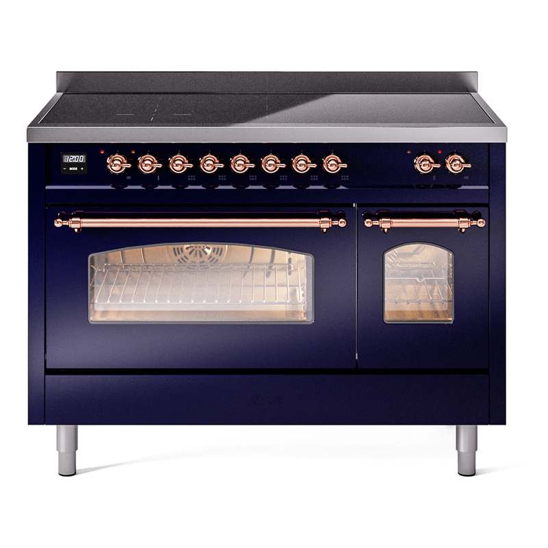 ILVE UPI486NMPMBP Nostalgie II 48 inch Induction Range  (Triple Glass Door, Midnight Blue, Copper)