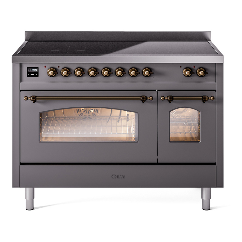 ILVE UPI486NMPMGB Nostalgie II 48 inch Induction Range  (Triple Glass Door, Graphite Matte, Burnished)