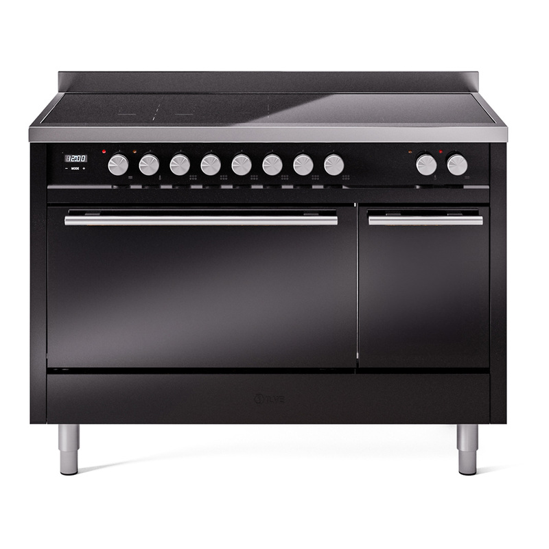 ILVE UPI486QMPBK Professional Plus II 48 inch Induction Range  (Solid Door, Glossy Black)