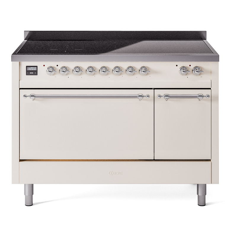 ILVE UPI486QNMPAWC Nostalgie II 48 inch Induction Range  (Solid Door, Antique White, Chrome)