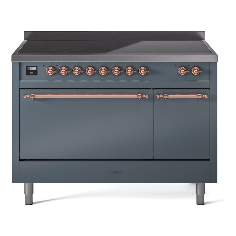 ILVE UPI486QNMPBGP Nostalgie II 48 inch Induction Range  (Solid Door, Blue Grey, Copper)
