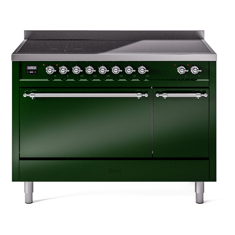 ILVE UPI486QNMPEGC Nostalgie II 48 inch Induction Range  (Solid Door, Emerald Green, Chrome)