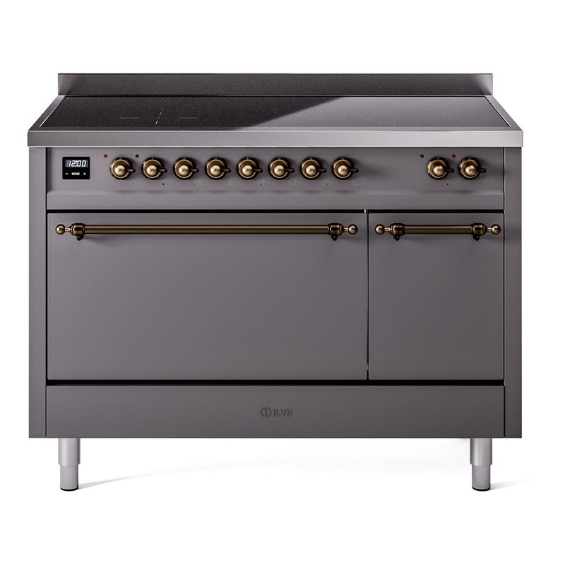 ILVE UPI486QNMPMGB Nostalgie II 48 inch Induction Range  (Solid Door, Graphite Matte, Burnished)