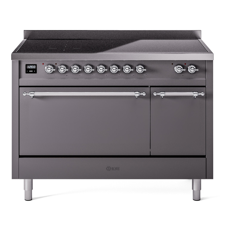 ILVE UPI486QNMPMGC Nostalgie II 48 inch Induction Range  (Solid Door, Graphite Matte, Chrome)