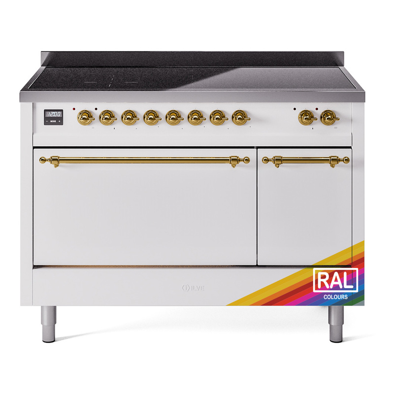 ILVE UPI486QNMPRAG Nostalgie II 48 inch Induction Range  (Solid Door, RAL, Brass)